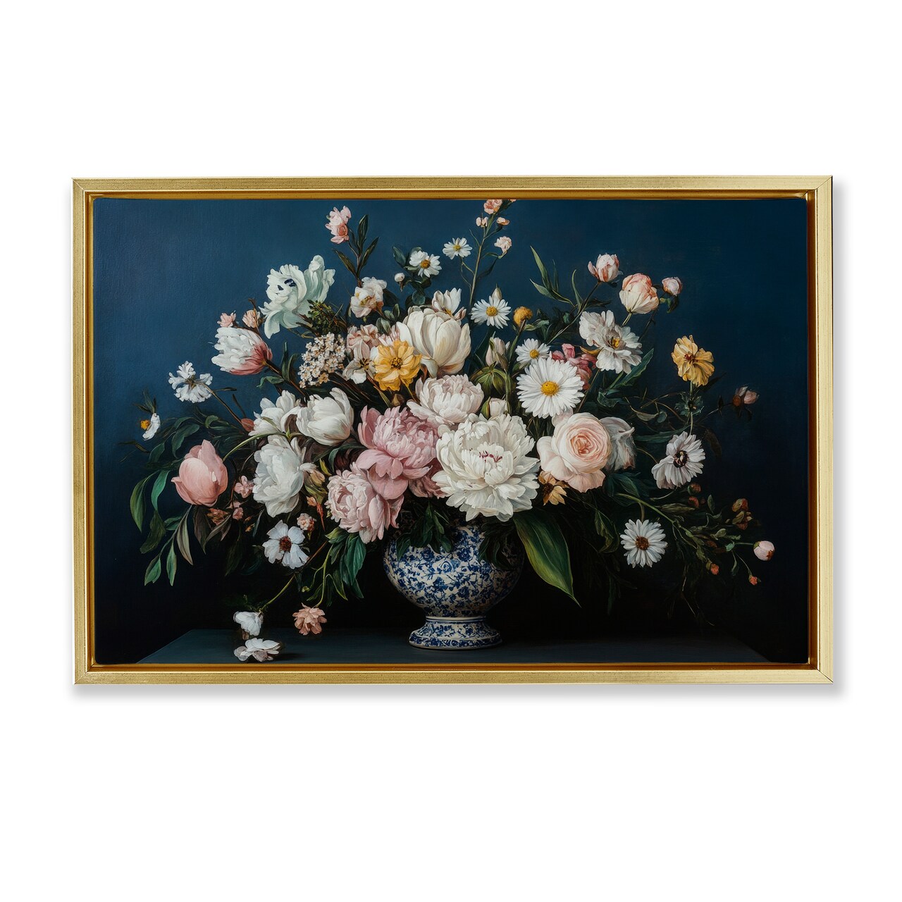 Stupell Industries Moody Blue Floral Vase Floating Frame, design by Petal Prints Design